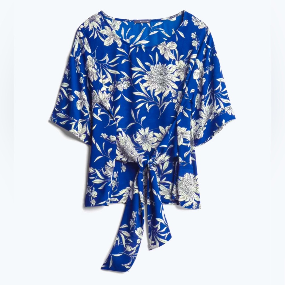 West Kei Julianne Tie Front Cuffed Sleeve Blouse- Size L